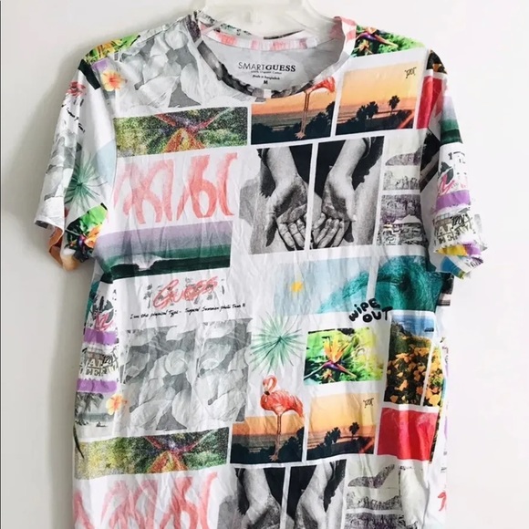 Guess | Short Sleeves Postcard Tee Mens Size M Organic Cotton Crewneck Pullover - Picture 8 of 14